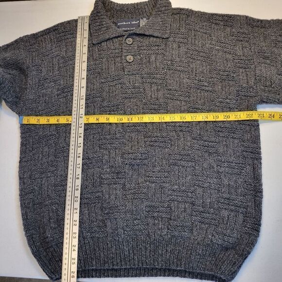 Northern Isles Knitted by Hand Gray Wool Vintage Sweater With Collar Medium - Picture 10 of 11